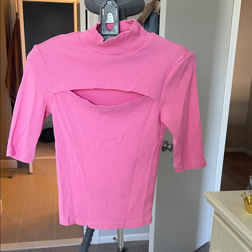 Mock neck sanctuary top with cut out at neck